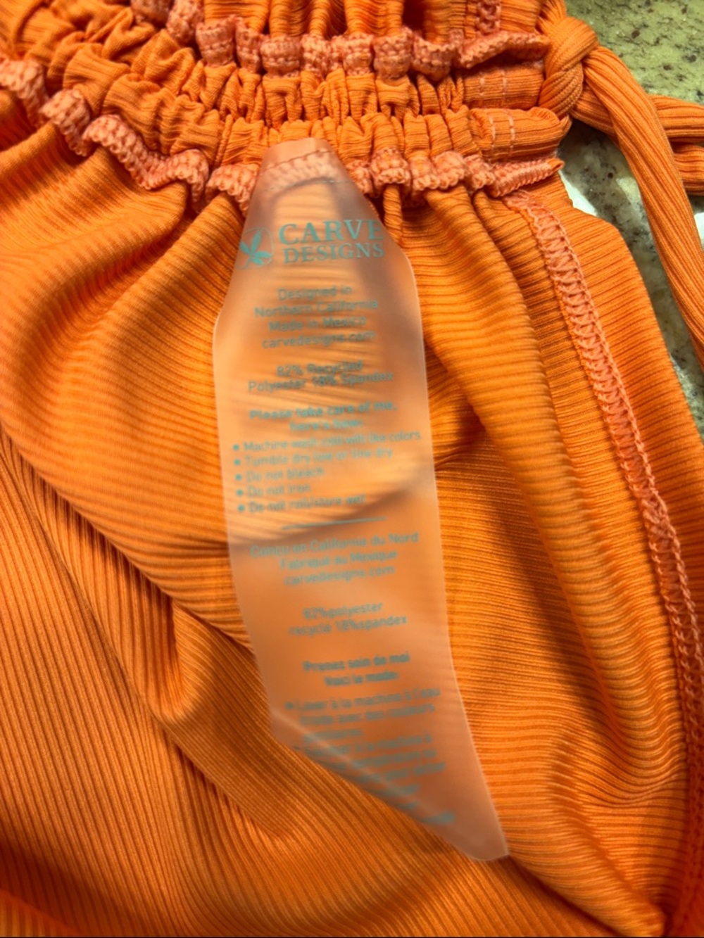 Carve Designs Orange Zip-Front Swim top, M - Picture 7 of 8